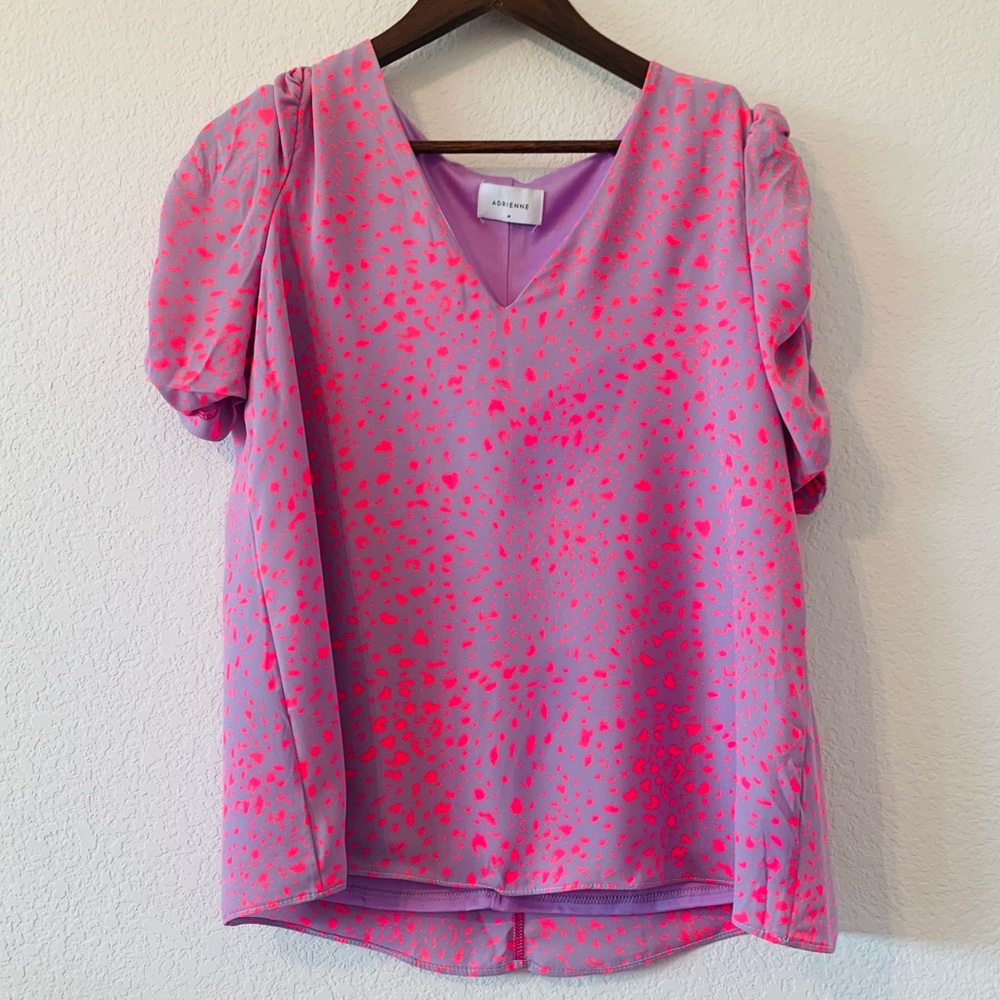 Adrienne size medium purple neon pink blouse